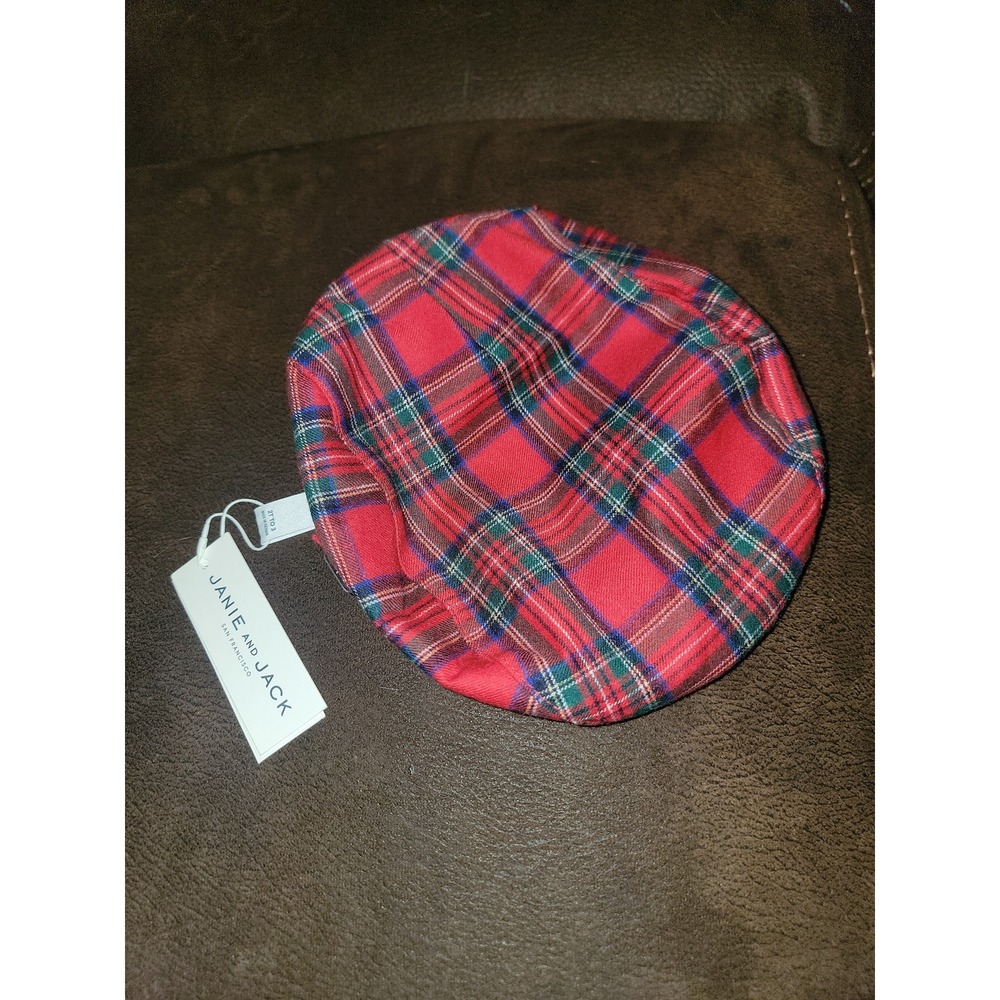 Janie and jack red plaid holiday Christmas hat size 2t 3t nwt